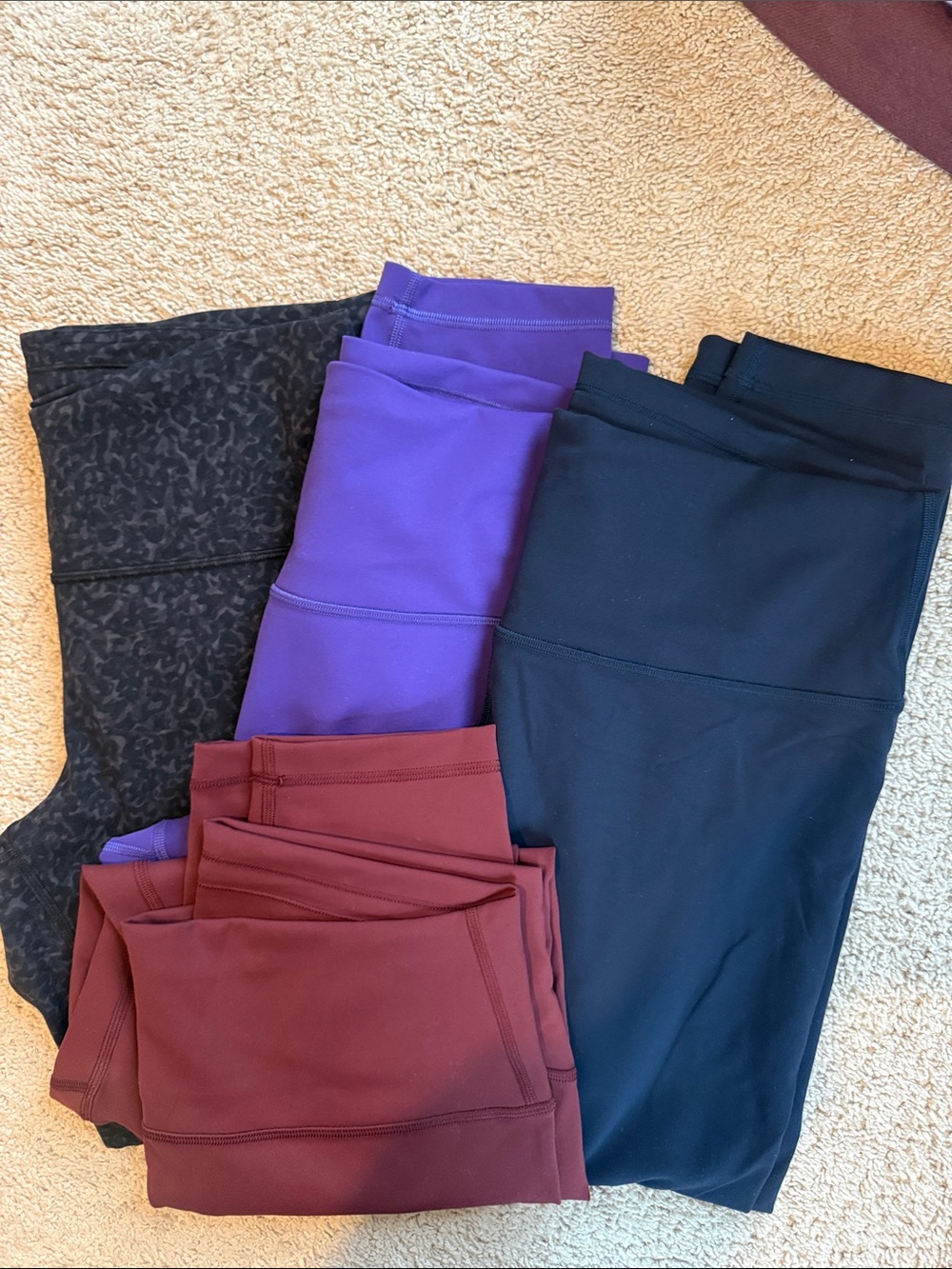 Women’s Lululemon Leggings - Black, Purple, Burgundy, Navy